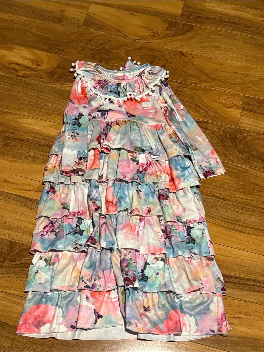 Girls Ruffle Tiered Dress Lot - Floral & Green Plaid - Picture 3 of 3